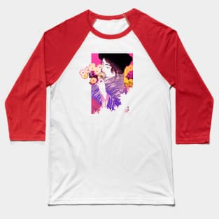 Woman with chrysanthemums. Japanese Baseball T-Shirt